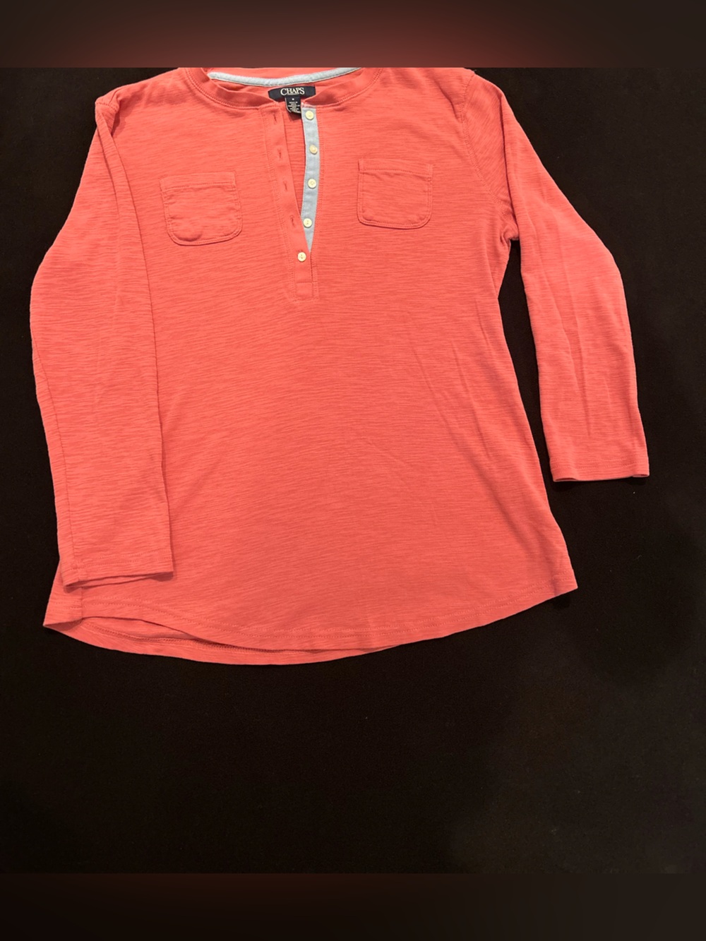 Chaps Men’s salmon Long-Sleeve Henley Top